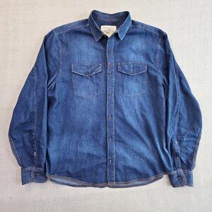 Jack South London Men's Shirt XXL Blue Denim Long Sleeve Button Up EUC No. 27-01